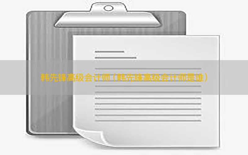 韩先锋高级会计师（韩先锋高级会计师是谁）