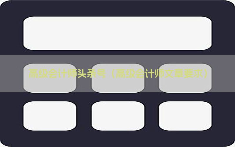 高级会计师头条号（高级会计师文章要求）