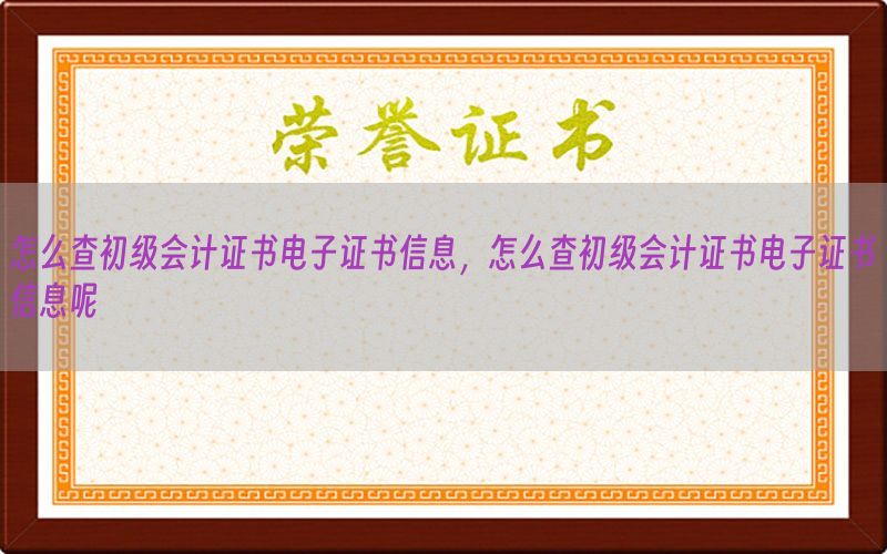 怎么查初级会计证书电子证书信息，怎么查初级会计证书电子证书信息呢