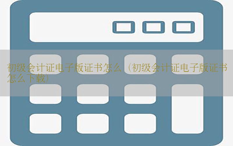 初级会计证电子版证书怎么（初级会计证电子版证书怎么下载）
