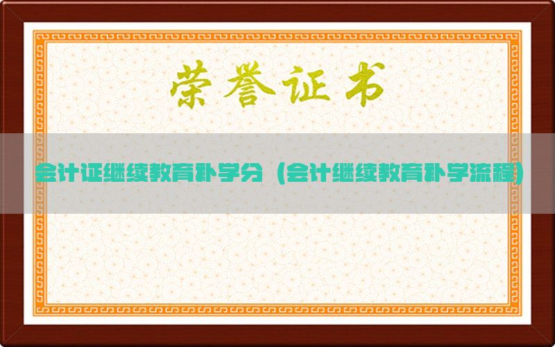 会计证继续教育补学分（会计继续教育补学流程）