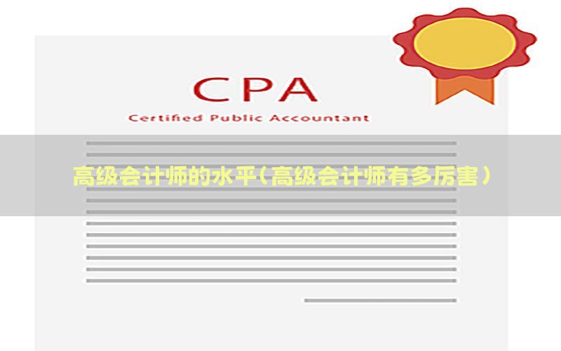 高级会计师的水平（高级会计师有多厉害）